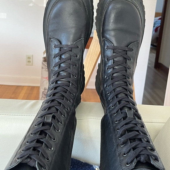 Zara Zip up genuine leather platform combat boots - Picture 6 of 9